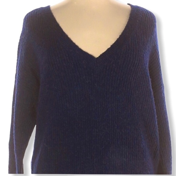 BB DAKOTA Navy Blue Long Sleeve V Neck Sweater - Picture 4 of 4